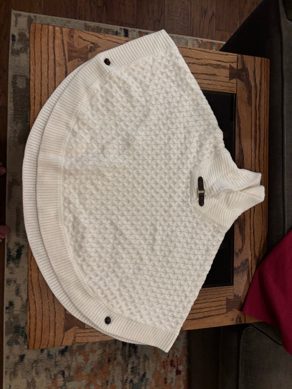 Janie and Jack Cream Cable-Knit Poncho with Turtleneck